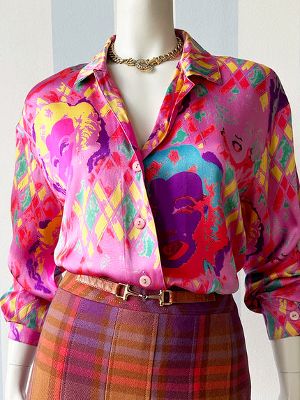 Zijden designer blouse met Marilyn Monroe