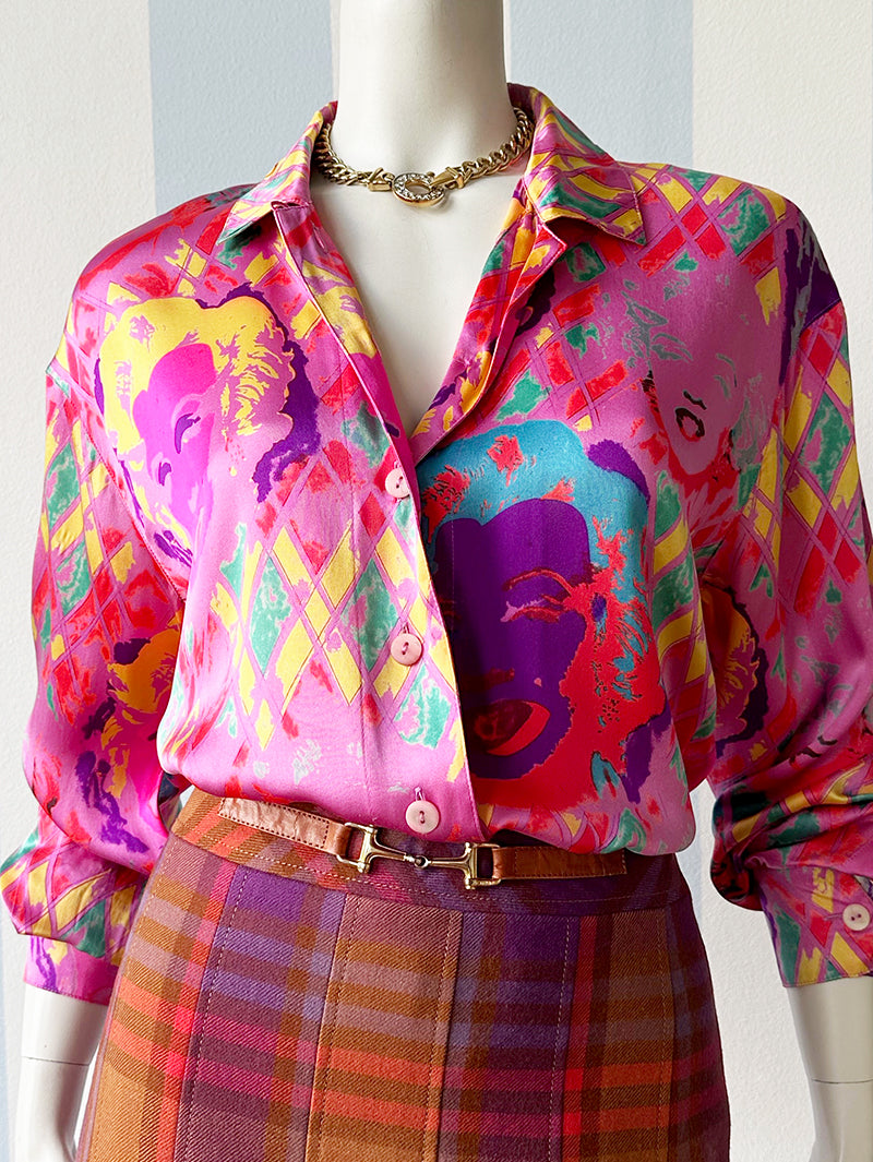 Zijden designer blouse met Marilyn Monroe