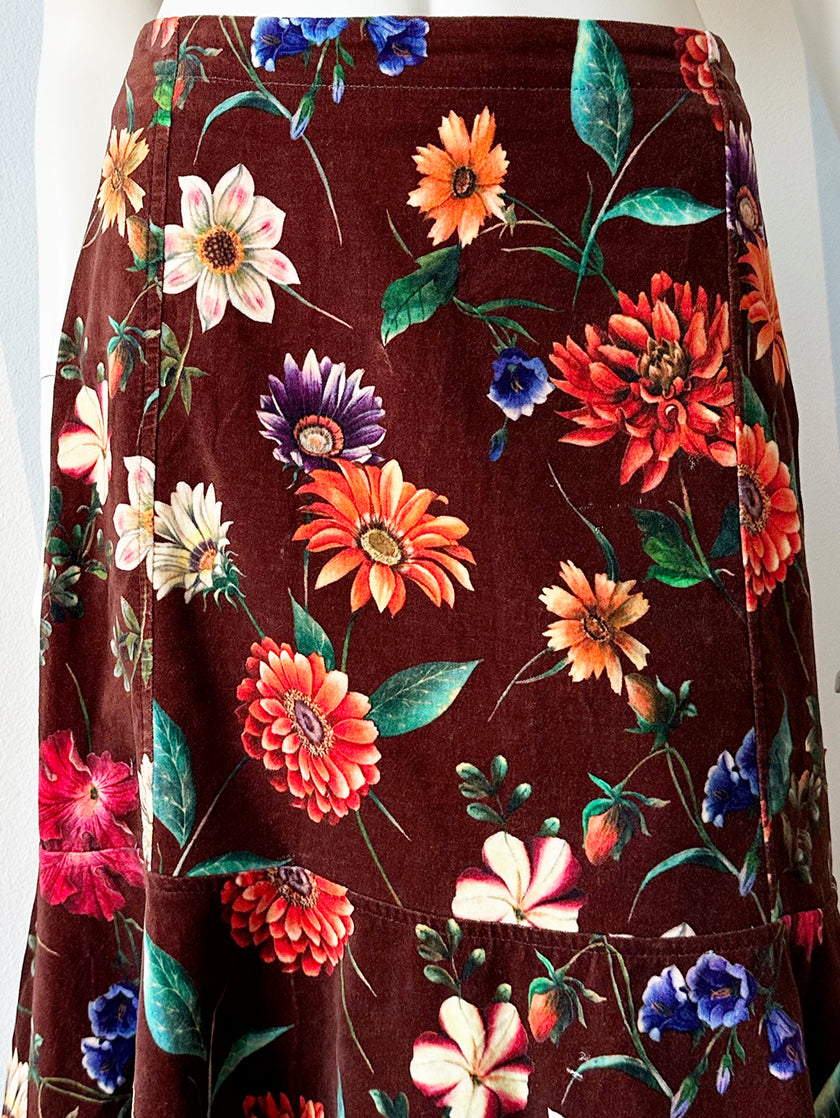 Floral velours rok