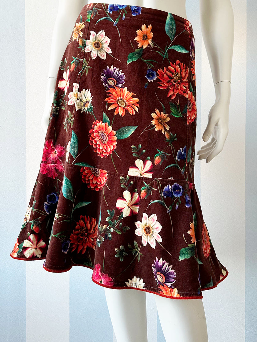 Floral velours rok