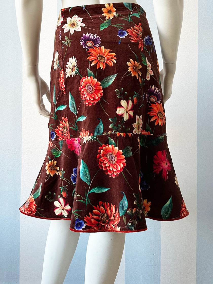 Floral velours rok