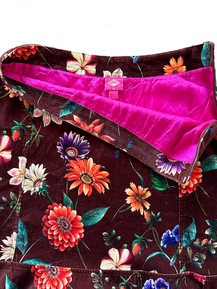 Floral velours rok