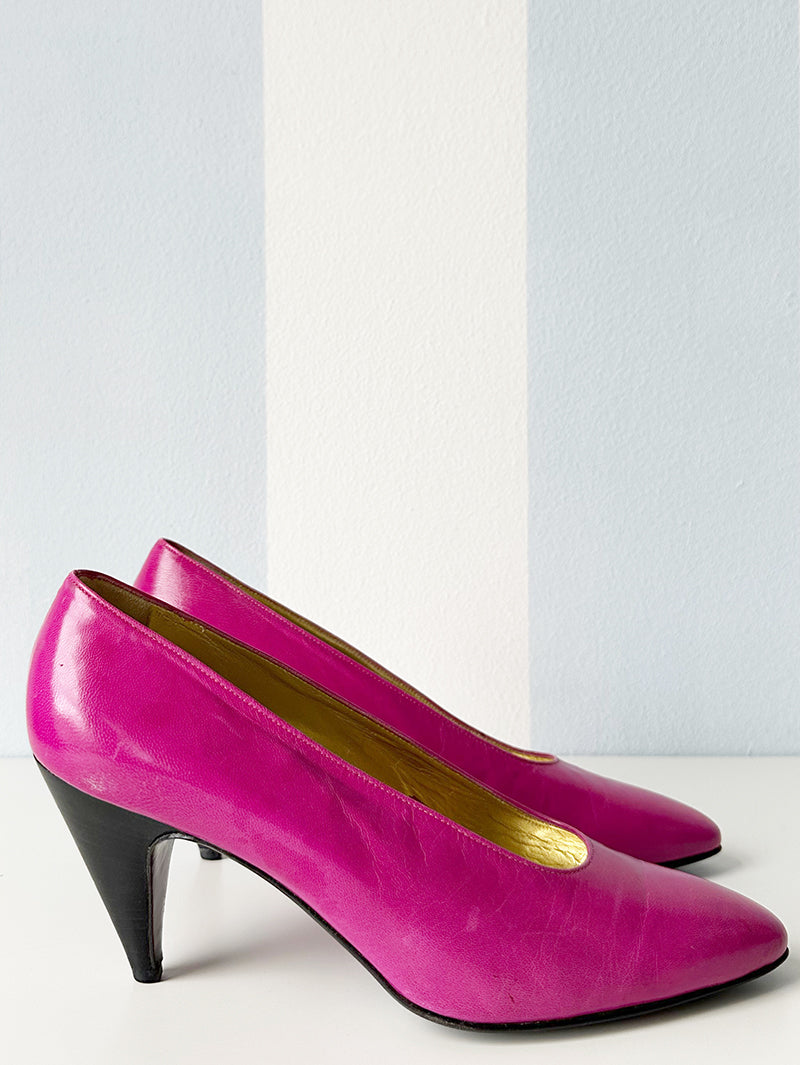 Roze leren designer pumps | 39