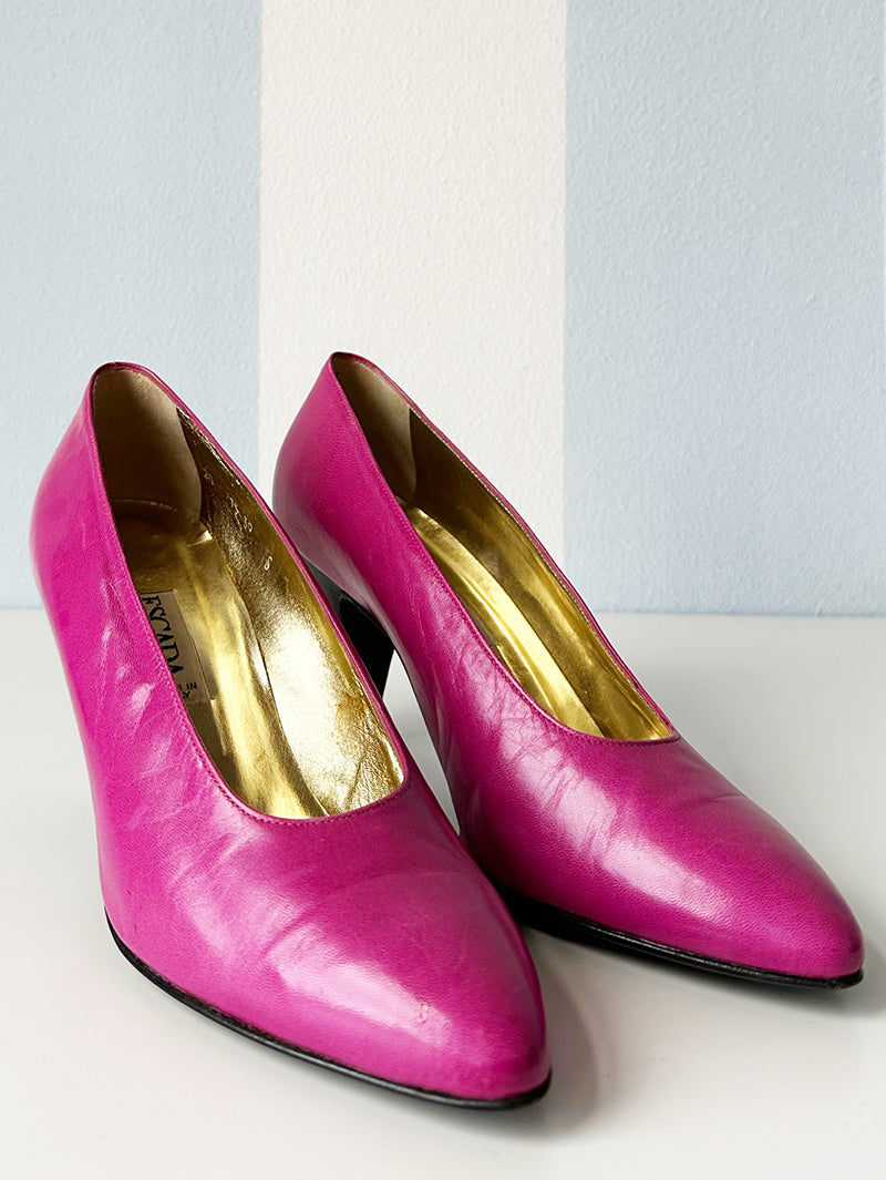 Roze leren designer pumps | 39