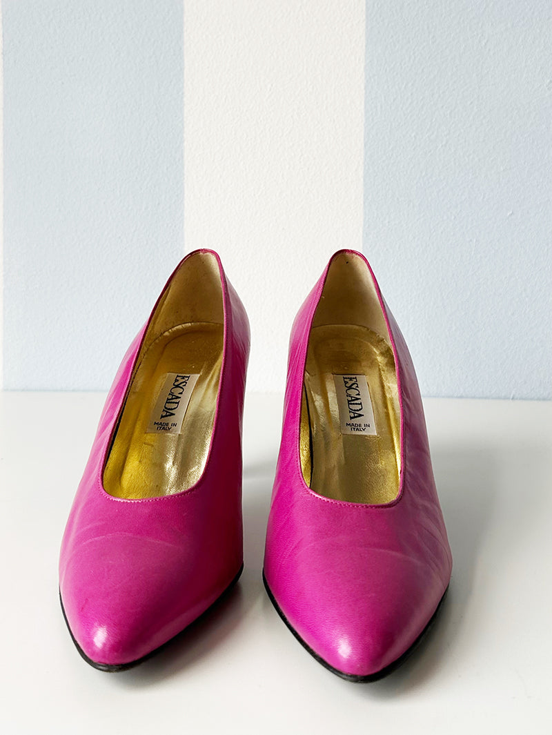 Roze leren designer pumps | 39