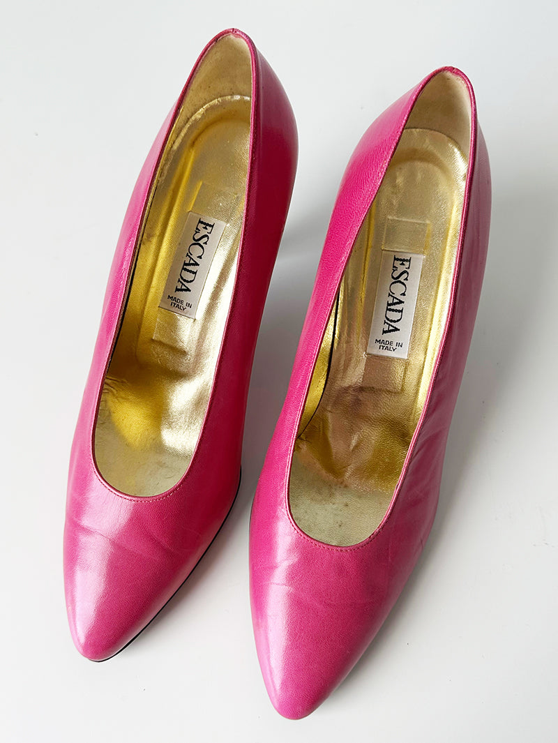 Roze leren designer pumps | 39