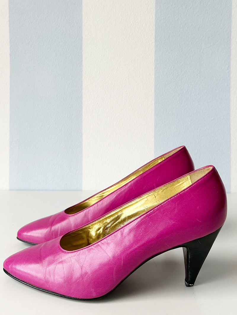 Roze leren designer pumps | 39