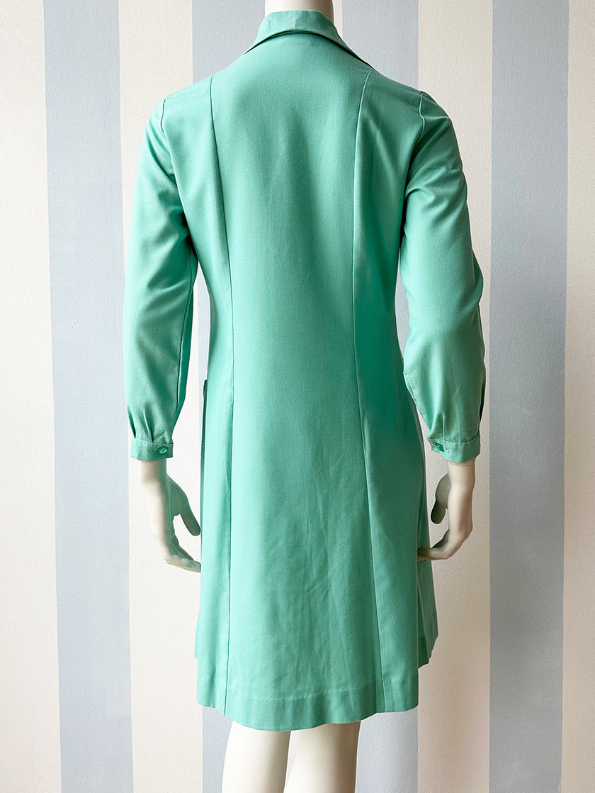 Mintgroene robe manteau met borduursel