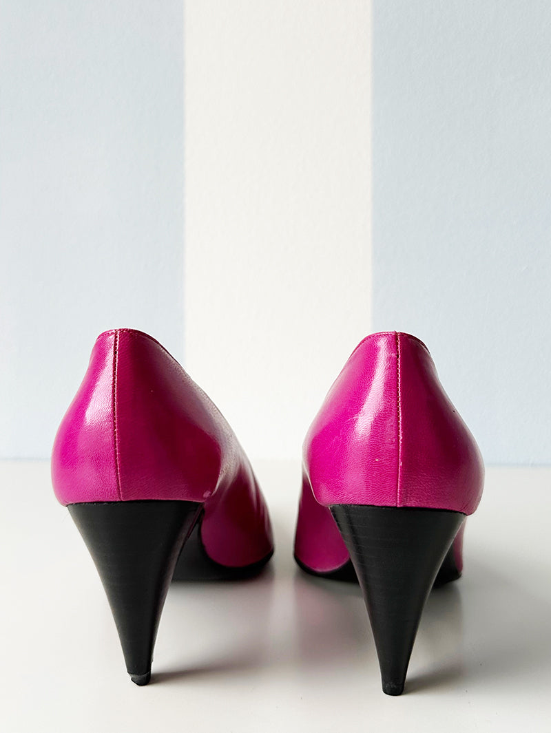 Roze leren designer pumps | 39
