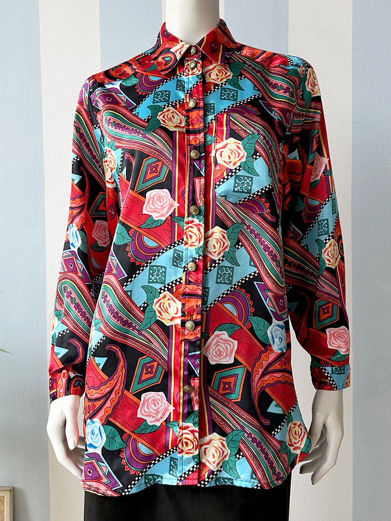Satijnen print blouse
