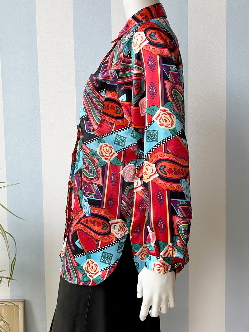 Satijnen print blouse