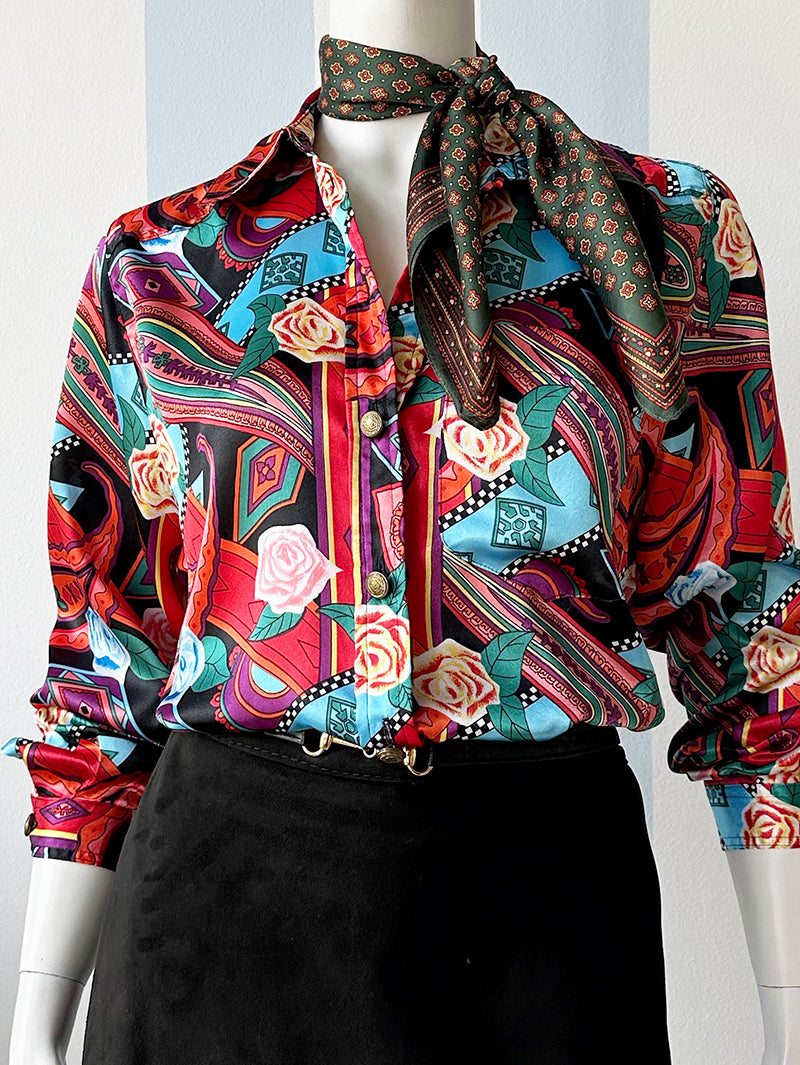 Satijnen print blouse
