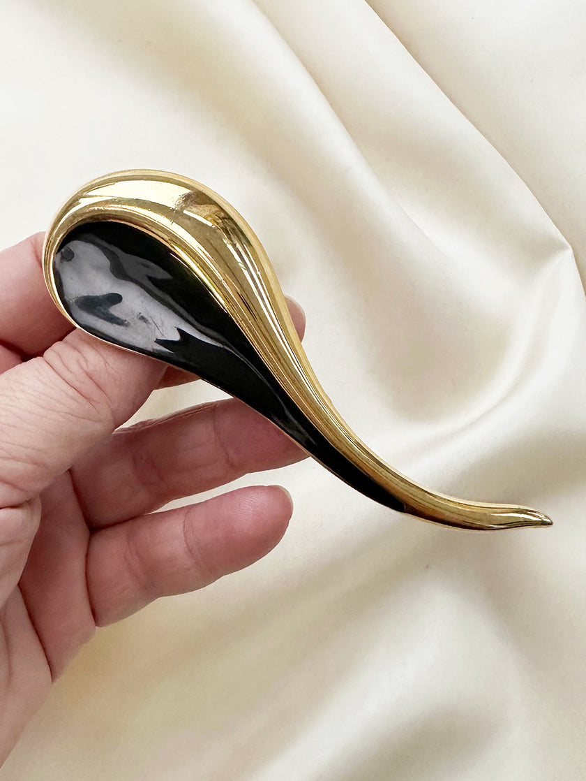 Grote goud/zwarte broche