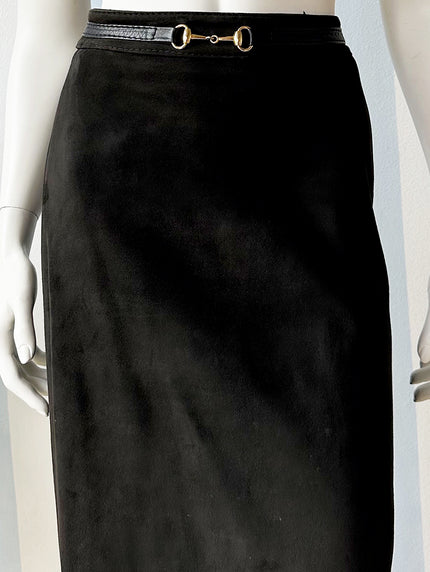 Zwarte leren rok met gouden detail