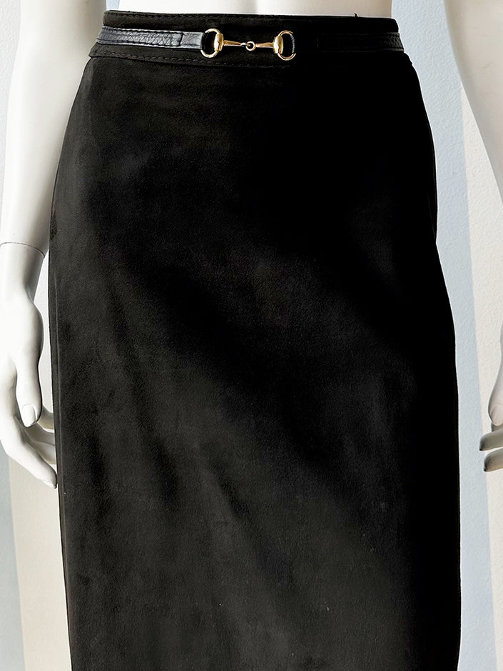 Zwarte leren rok met gouden detail