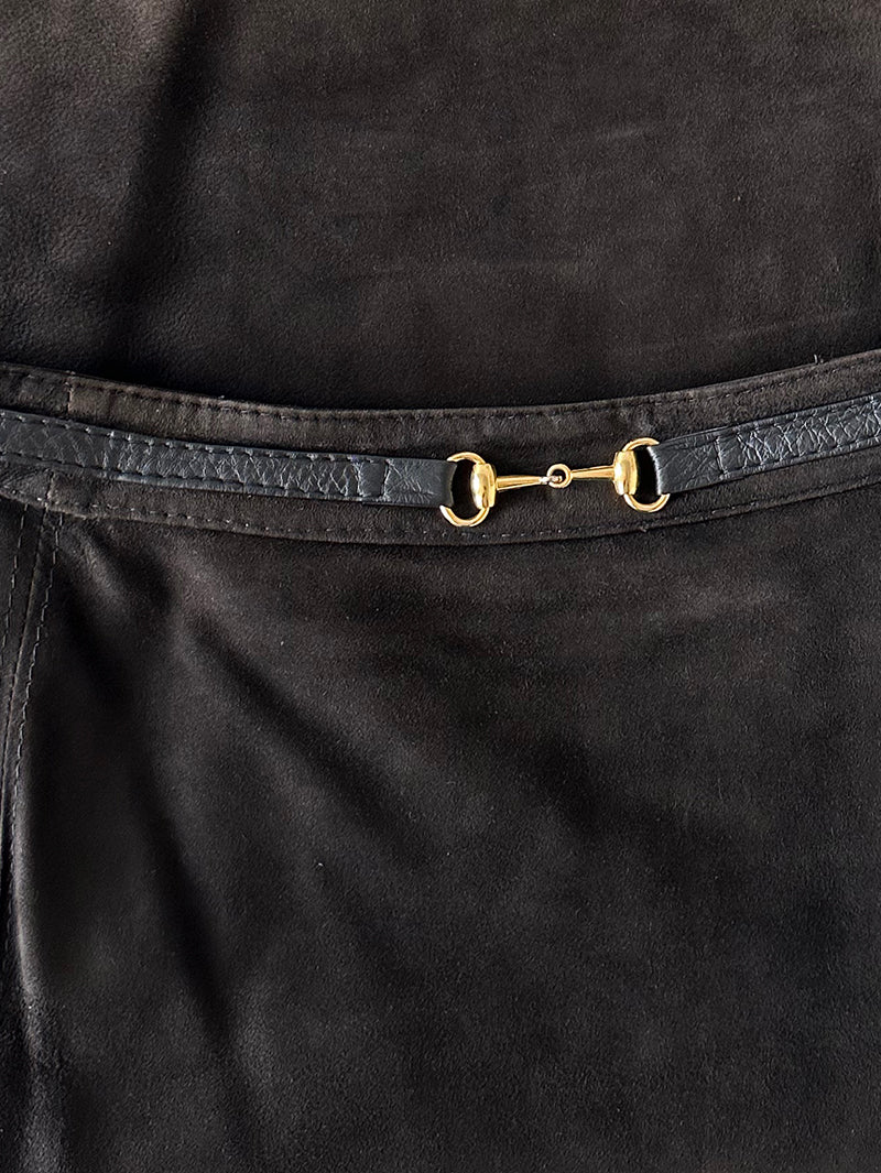 Zwarte leren rok met gouden detail