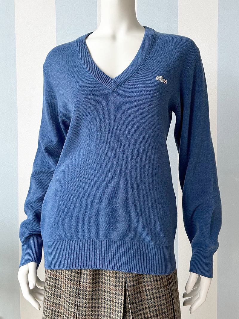 Blauwe wollen Lacoste trui