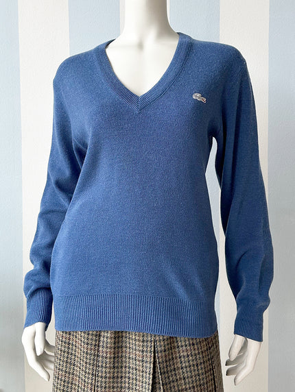 Blauwe wollen Lacoste trui
