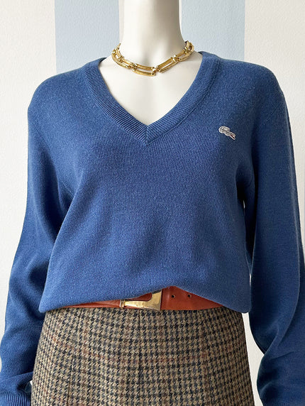 Blauwe wollen Lacoste trui