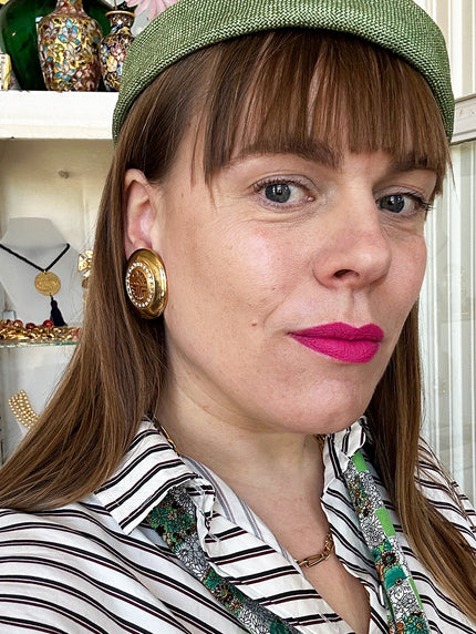Vergulde designer clip oorbellen