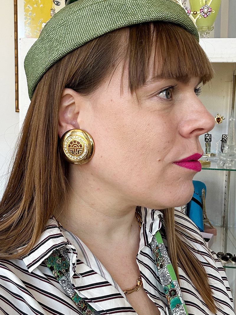Vergulde designer clip oorbellen