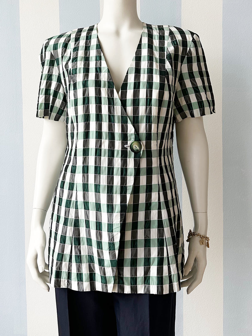 Ruiten blazer met korte mouwen