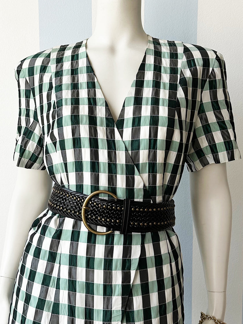 Ruiten blazer met korte mouwen