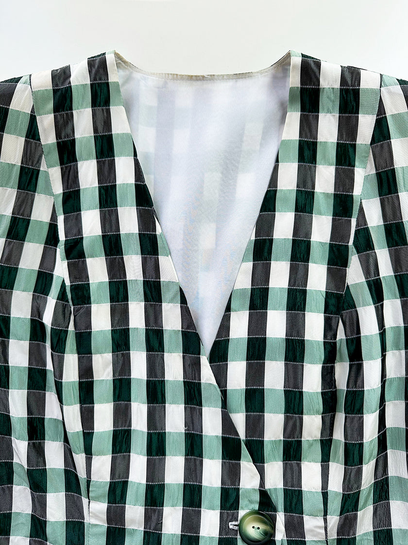 Ruiten blazer met korte mouwen