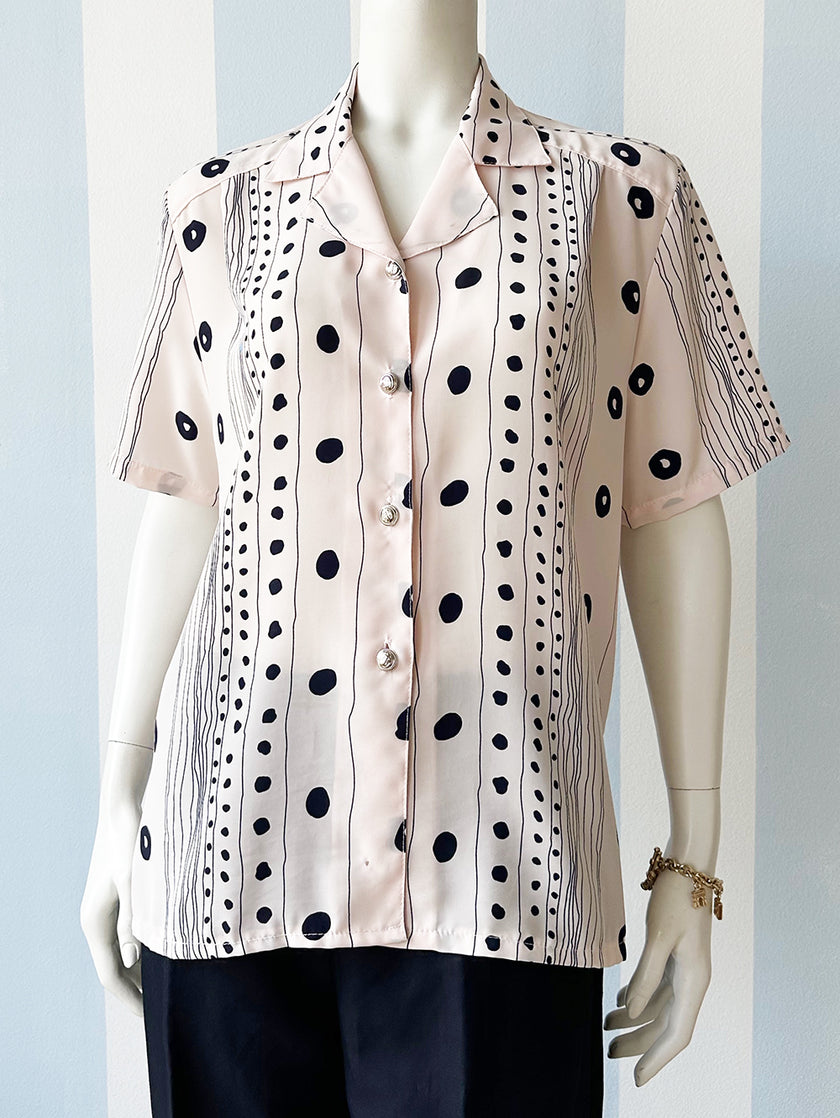 Lichtroze blouse met stippen strepen