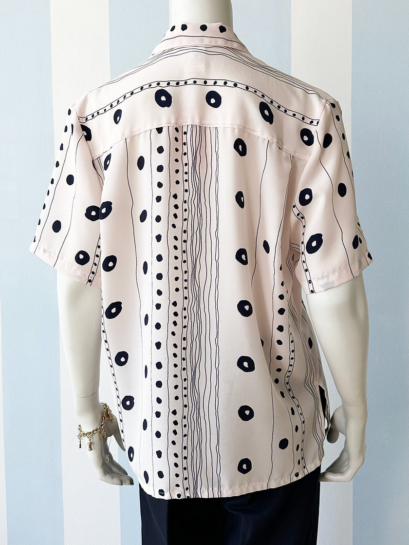 Lichtroze blouse met stippen strepen