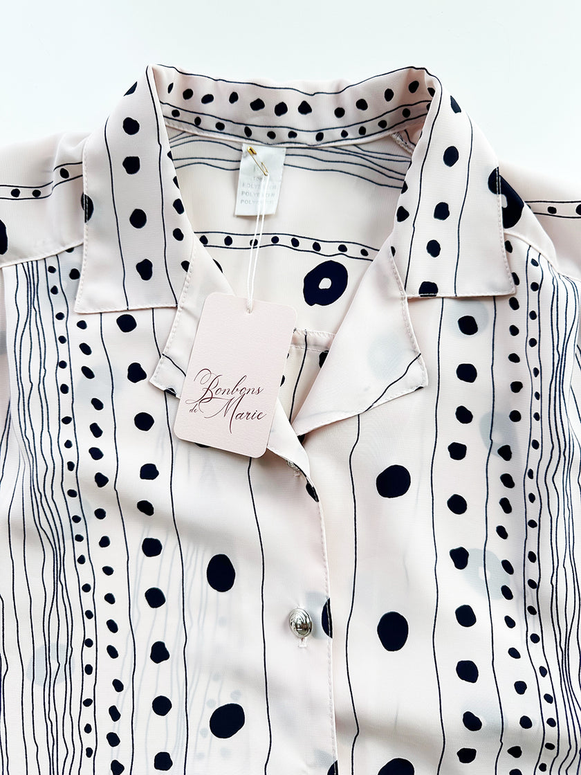 Lichtroze blouse met stippen strepen