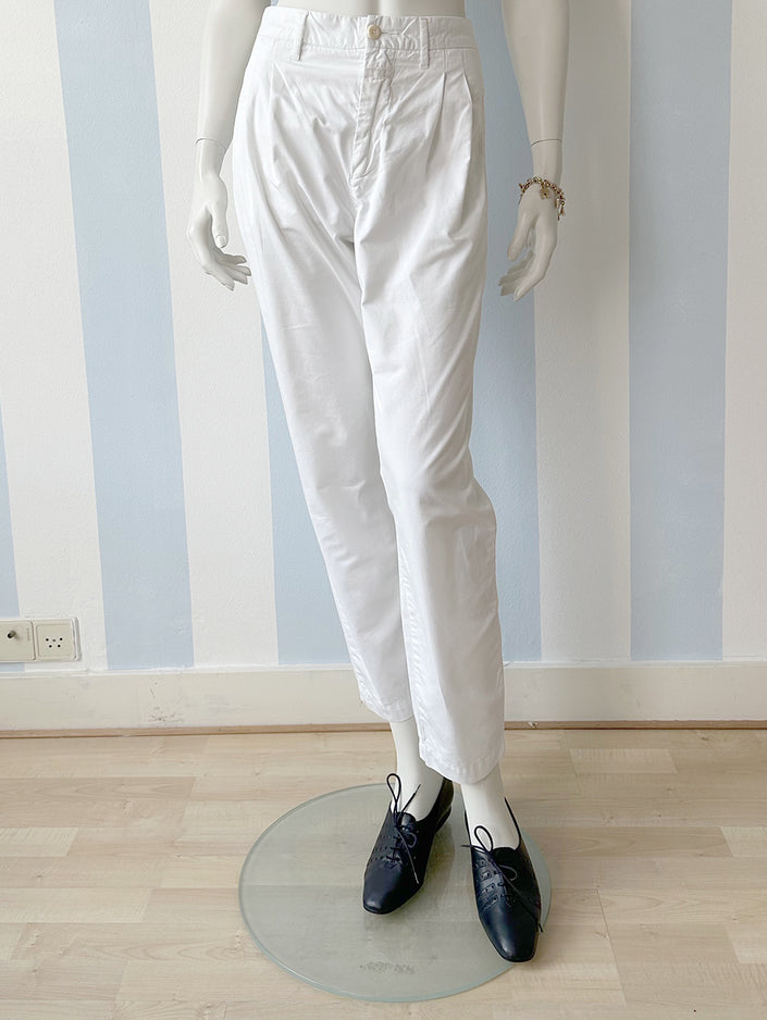 Witte katoenen bandplooibroek