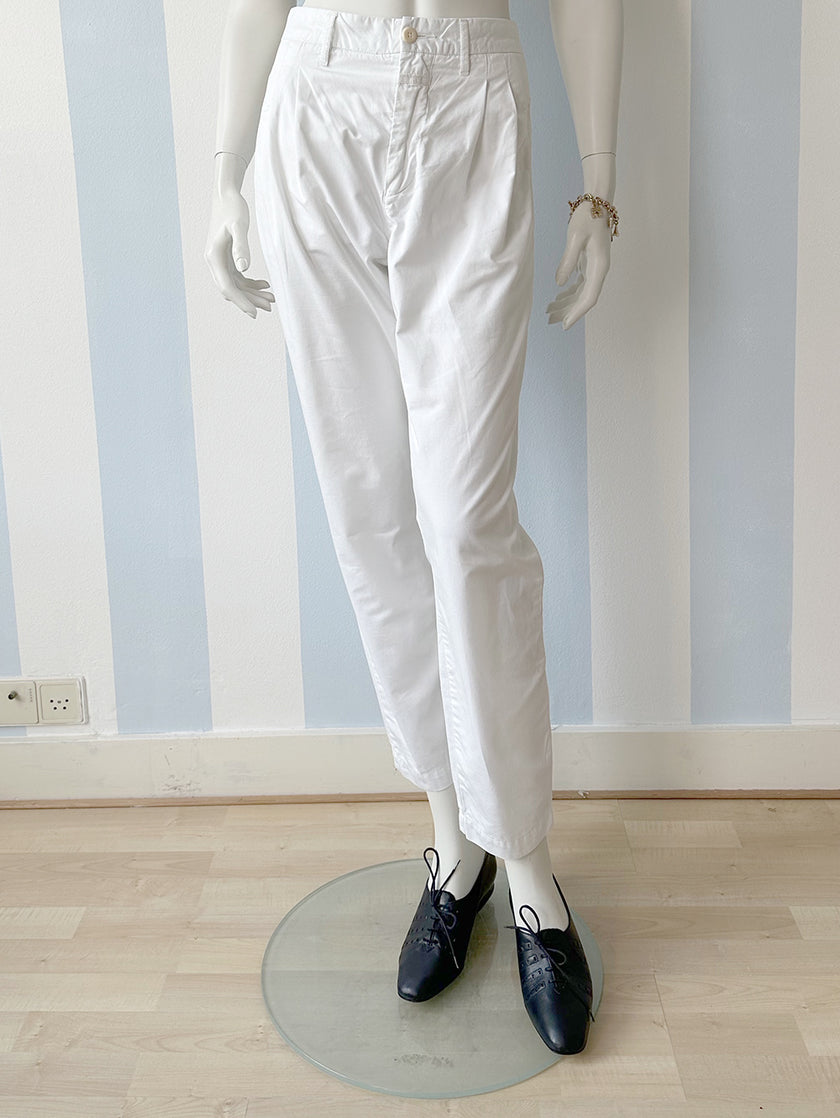 Witte katoenen bandplooibroek