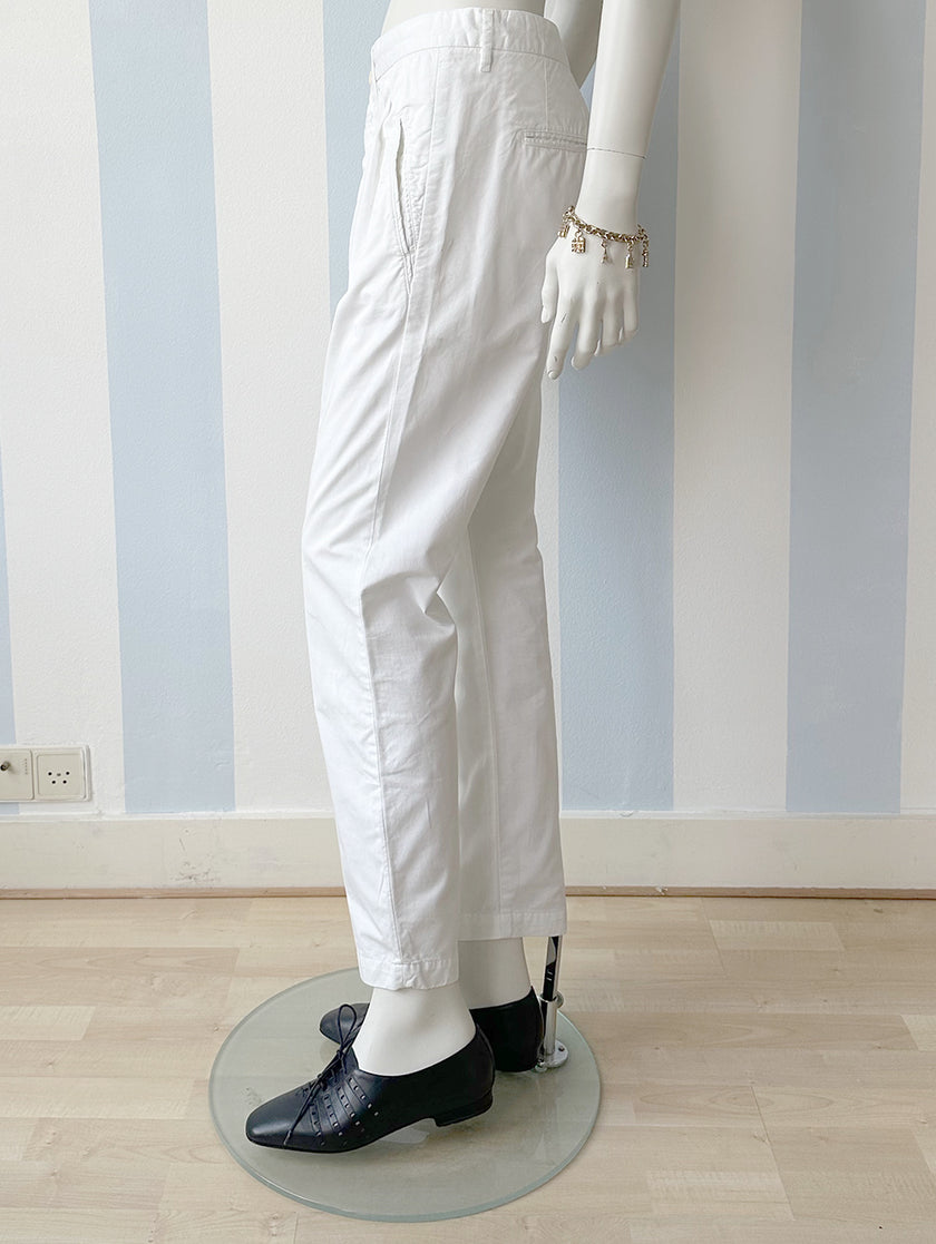 Witte katoenen bandplooibroek