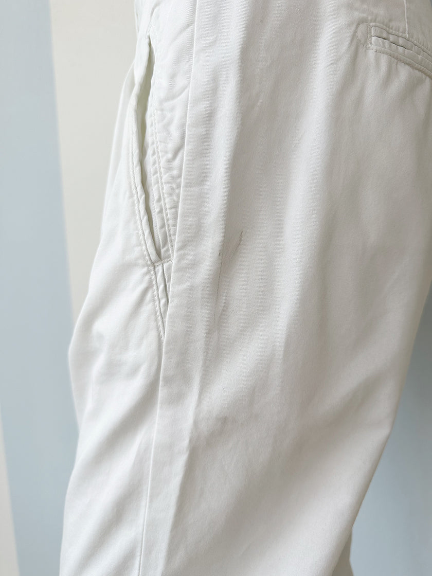 Witte katoenen bandplooibroek