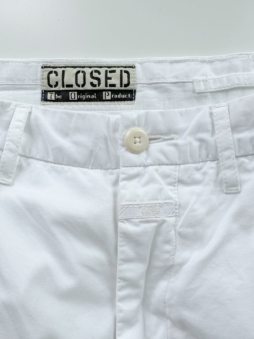 Witte katoenen bandplooibroek