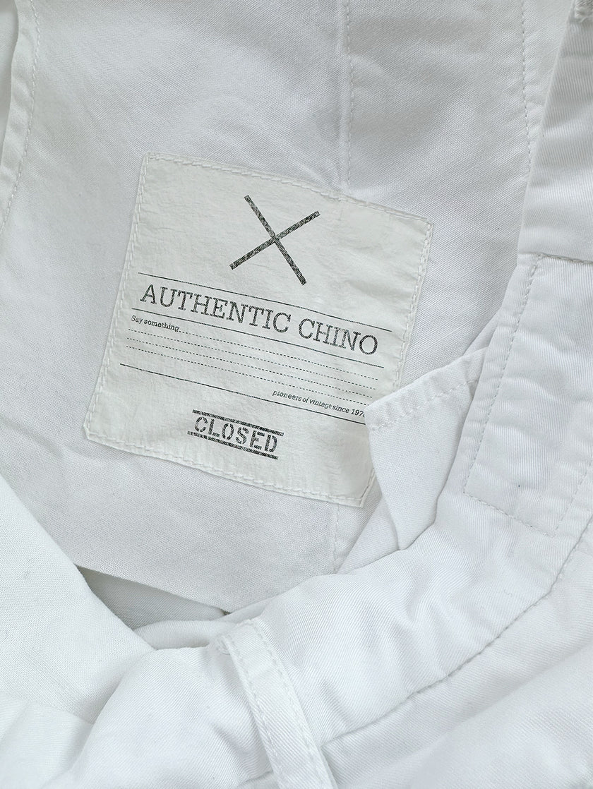 Witte katoenen bandplooibroek