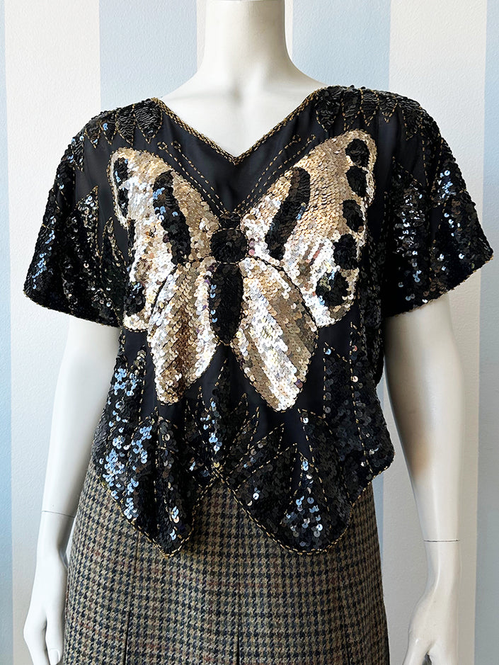 Vlinder paillettentop