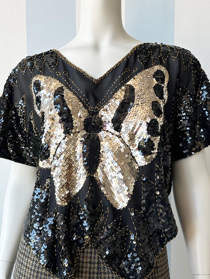 Vlinder paillettentop