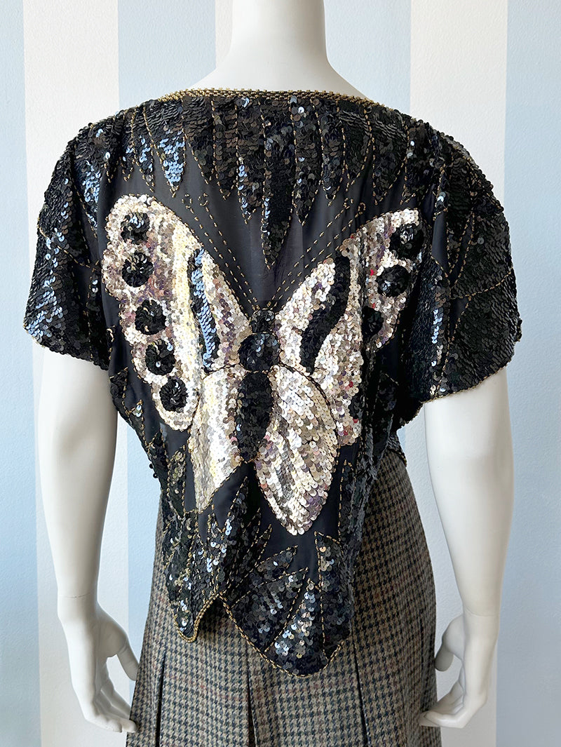 Vlinder paillettentop