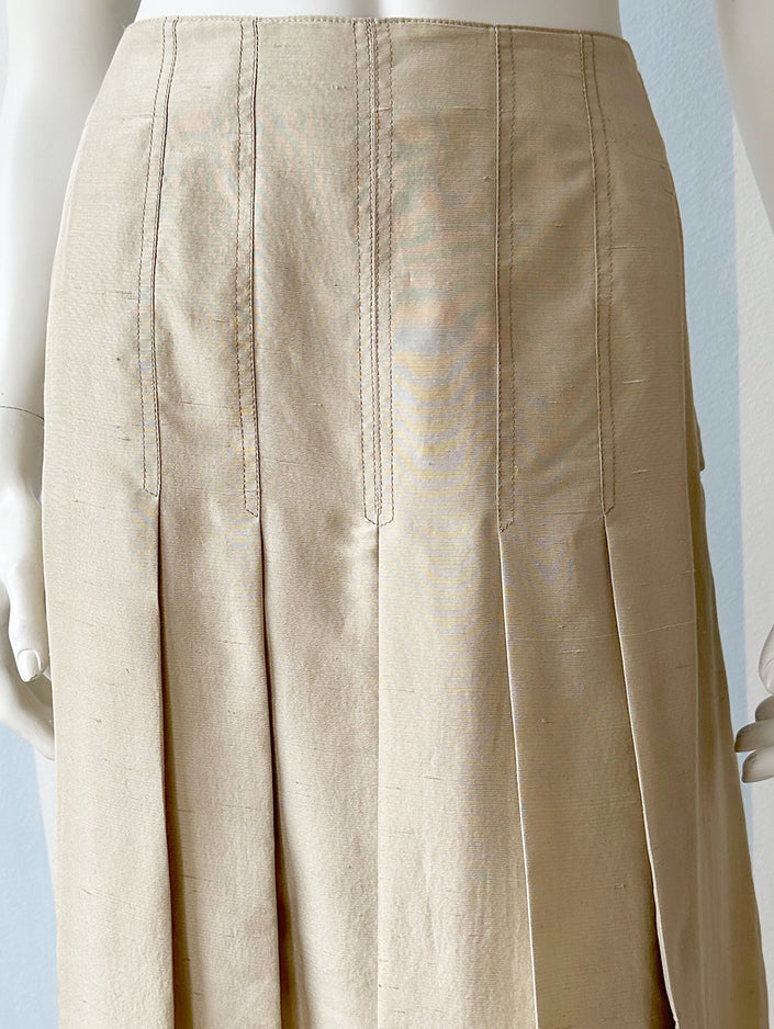 Ecru zijden plooirokje