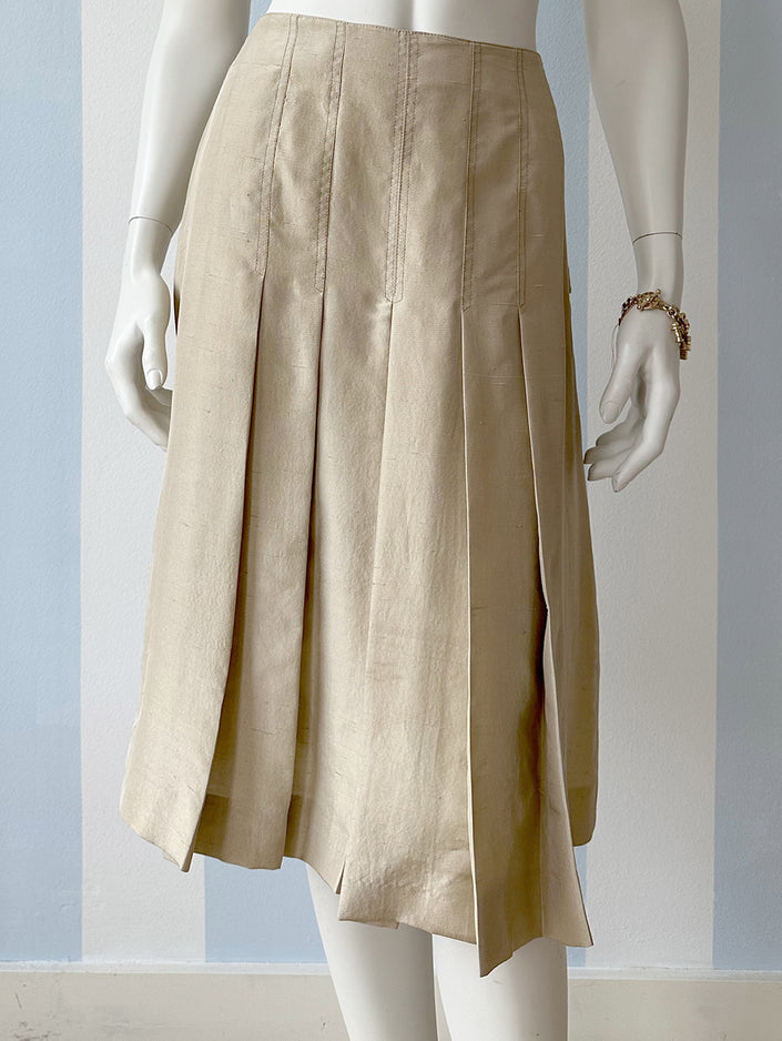 Ecru zijden plooirokje