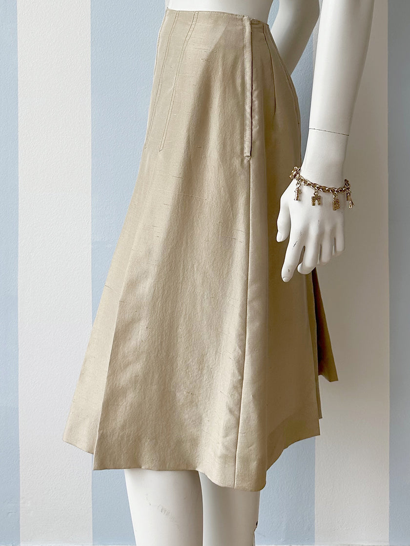 Ecru zijden plooirokje