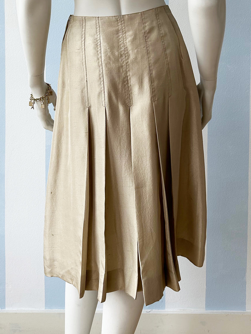 Ecru zijden plooirokje