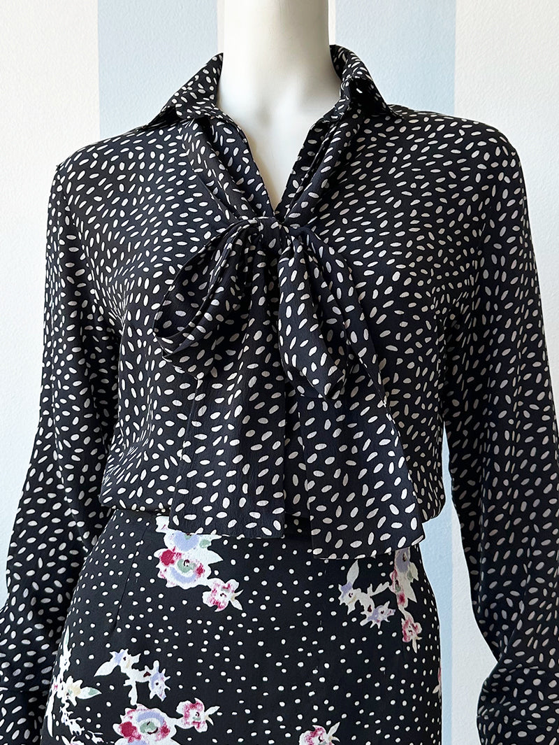 Zijden strikblouse
