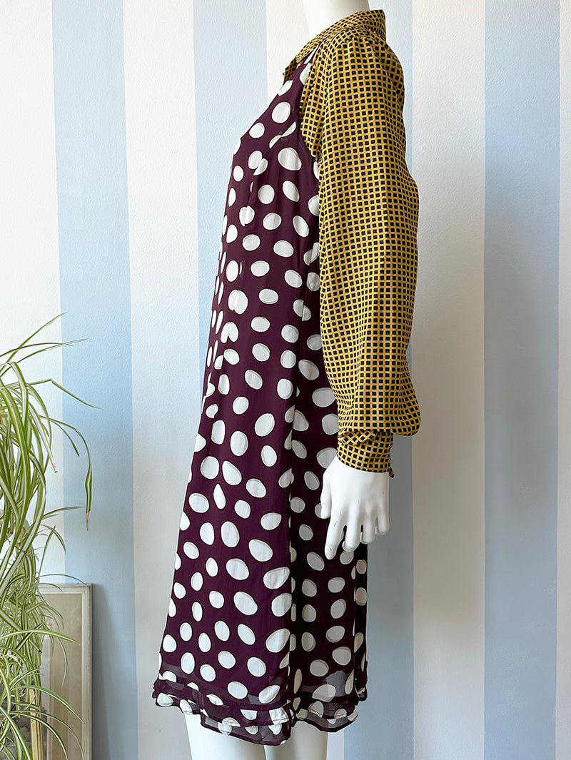 Bordeaux designer jurk met stippen