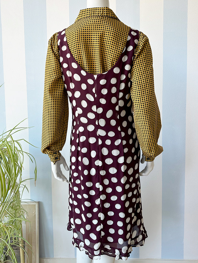 Bordeaux designer jurk met stippen