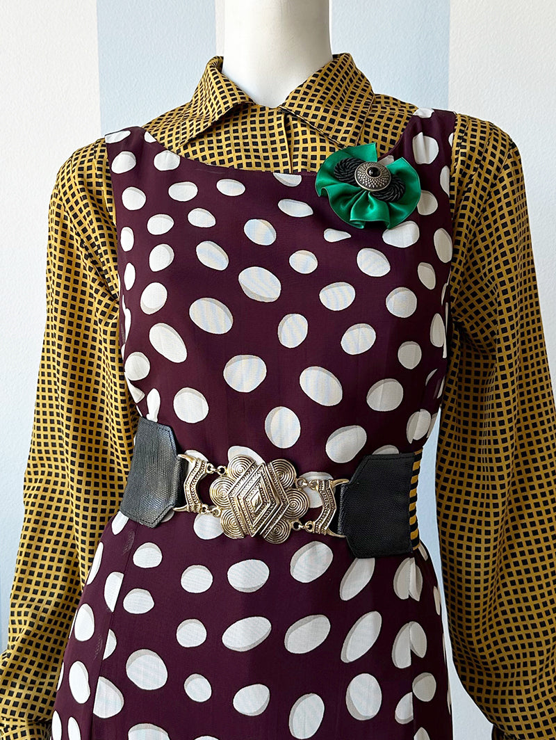 Bordeaux designer jurk met stippen