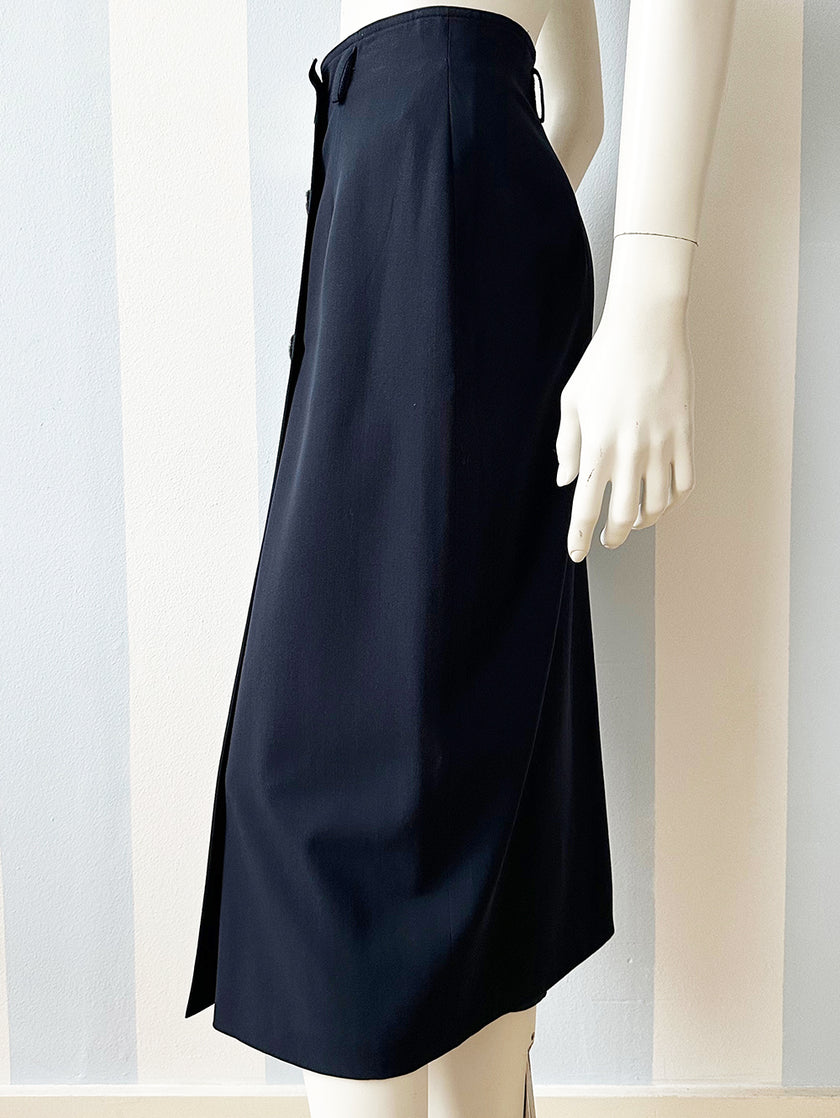 Donkerblauwe scheerwollen overslagrok