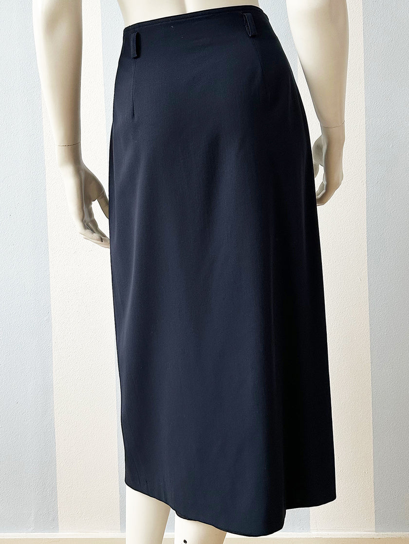 Donkerblauwe scheerwollen overslagrok